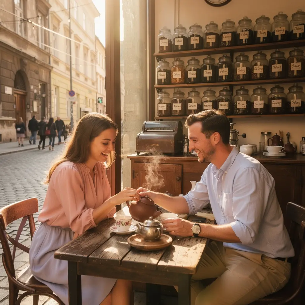 Tea szertartás, ahol az oolong tea különleges aromája érvényesül.