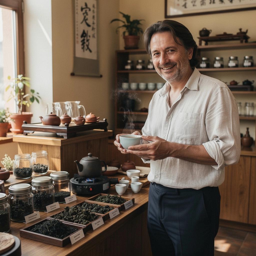 Oolong tea levelek szárítása a hegyekben, háttérben virágos tájjal.